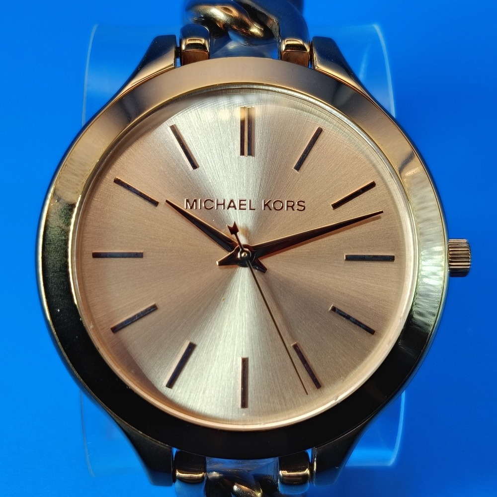 Vintage 2014 Michael Kors Rose Gold Designer 44mm Women's Quartz‎ Fashion Watch